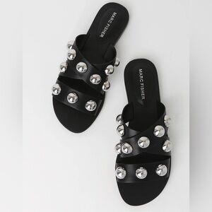 Marc Fisher Bryte Black Studded Slide Sandals Size 7.5